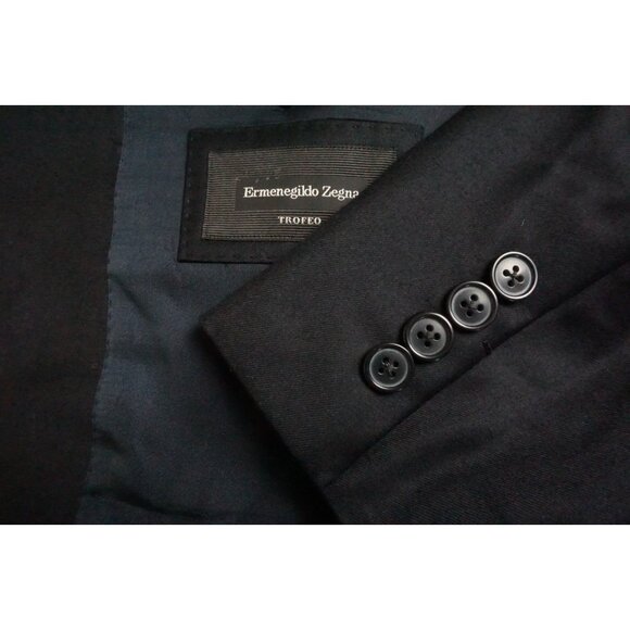 Ermenegildo Zegna Milano Navy Blue 100% Wool Sport Coat Jacket Sz 44L